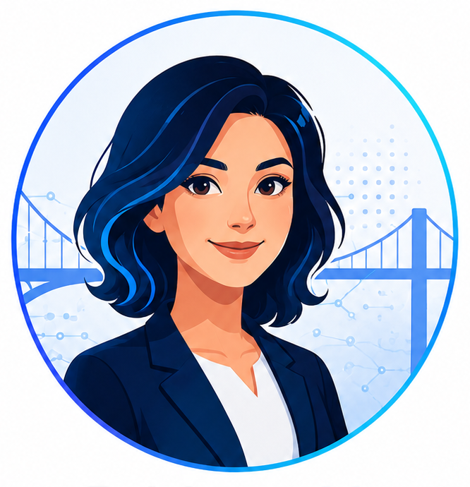 Bridget AI — the digital BridgIT assistant, shown as a friendly illustrated guide.